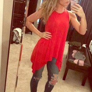 Red Flowy Tank Top